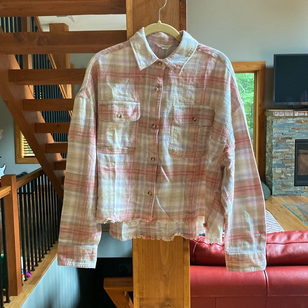 NWT Aeropostale Cropped Plaid Flannel size S